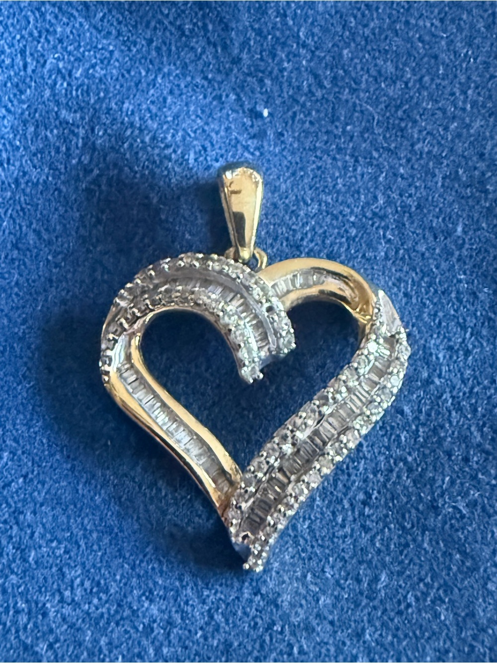 Zales Two-Tone Heart Pendant with Clear Stones